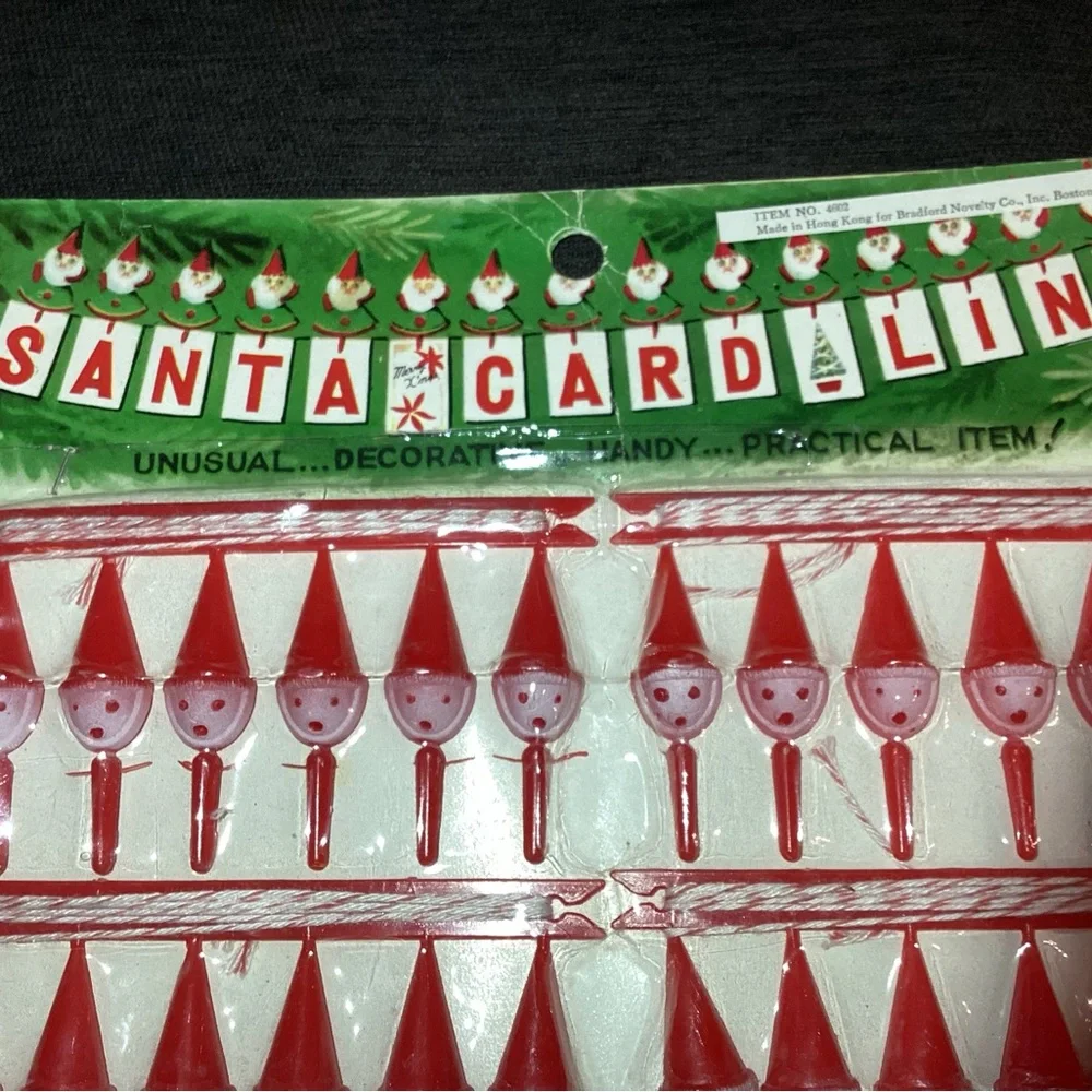 Vintage Santa Claus Card Line Christmas Card Holder Bradford Novelty NOS